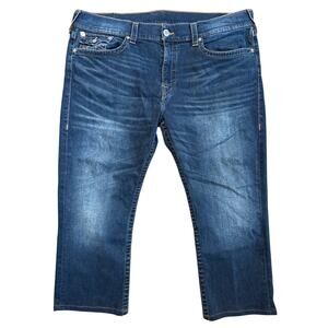 True Religion Ricky Dk Blue Relaxed Straight Denim Jeans Men's Size 40 x 24